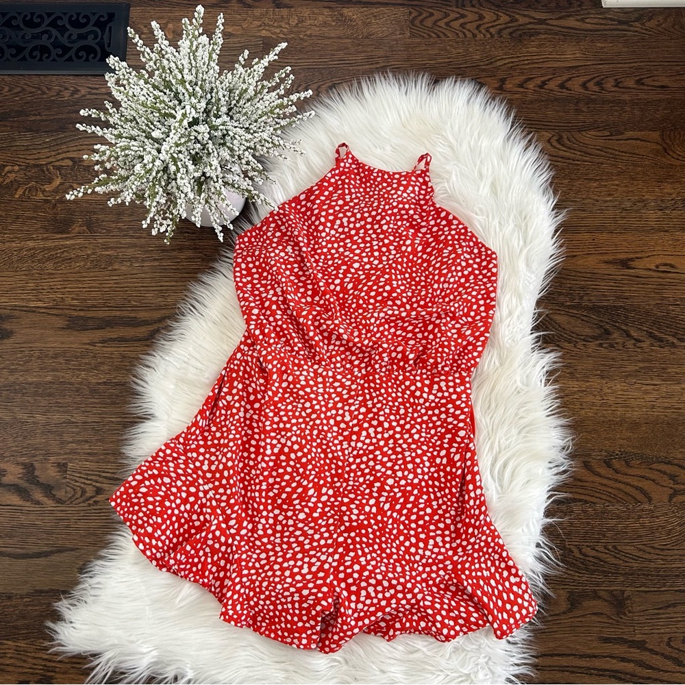 Orange/White Halter Romper